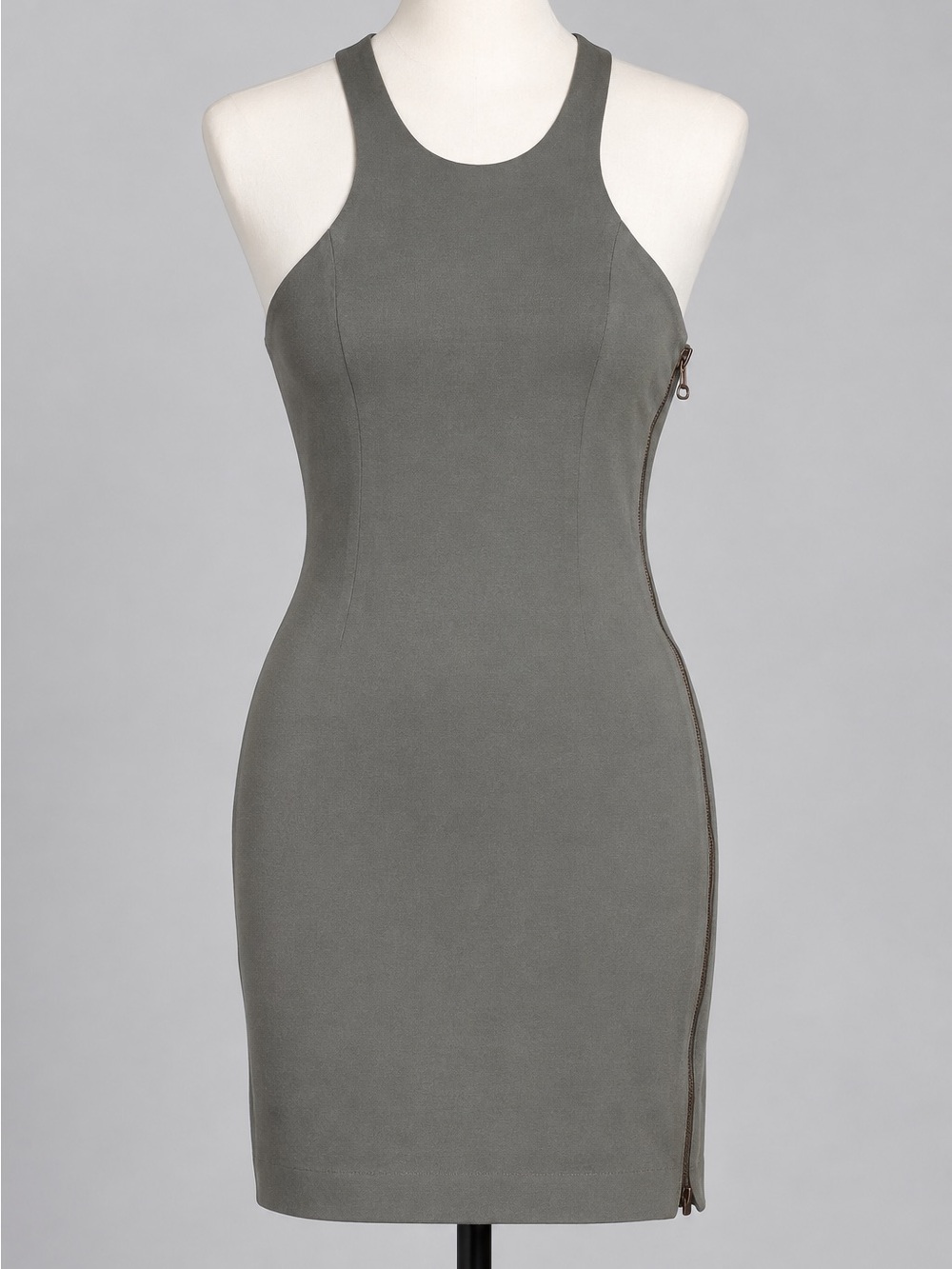 T by Alexander Wang Gray Racerback Side Zip Bodycon Dress Medium